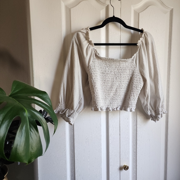 Free People Smocked Crop Top - Picture 1 of 3